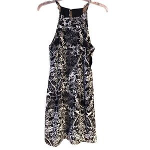 I.N. SF NWT Sz M Black White Floral Skinny Straps Halter Summer Relaxed Dress